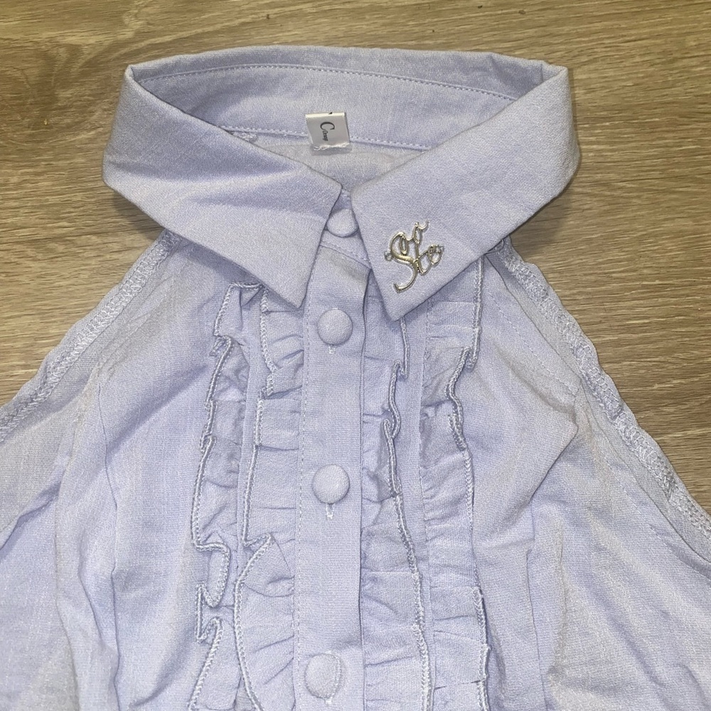 Light Blue Ruffled Sleeveless Sweater - Picture 2 of 3